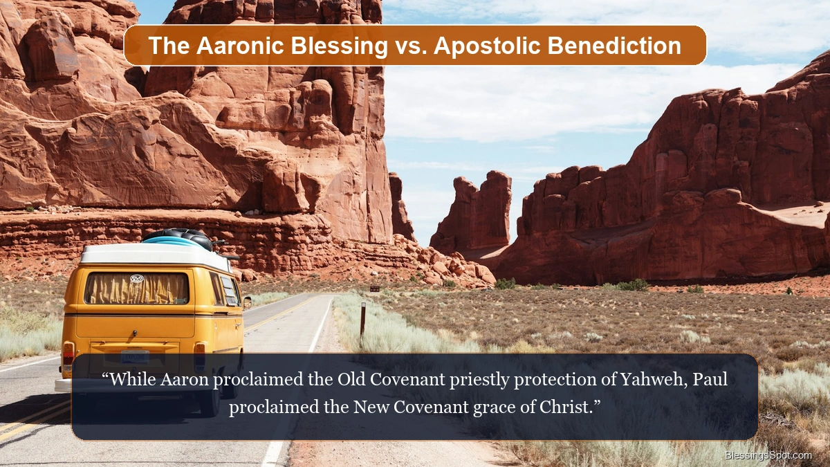 The Aaronic blessing vs apostolic benediction showing a peaceful sunlit path leading toward a radiant horizon.