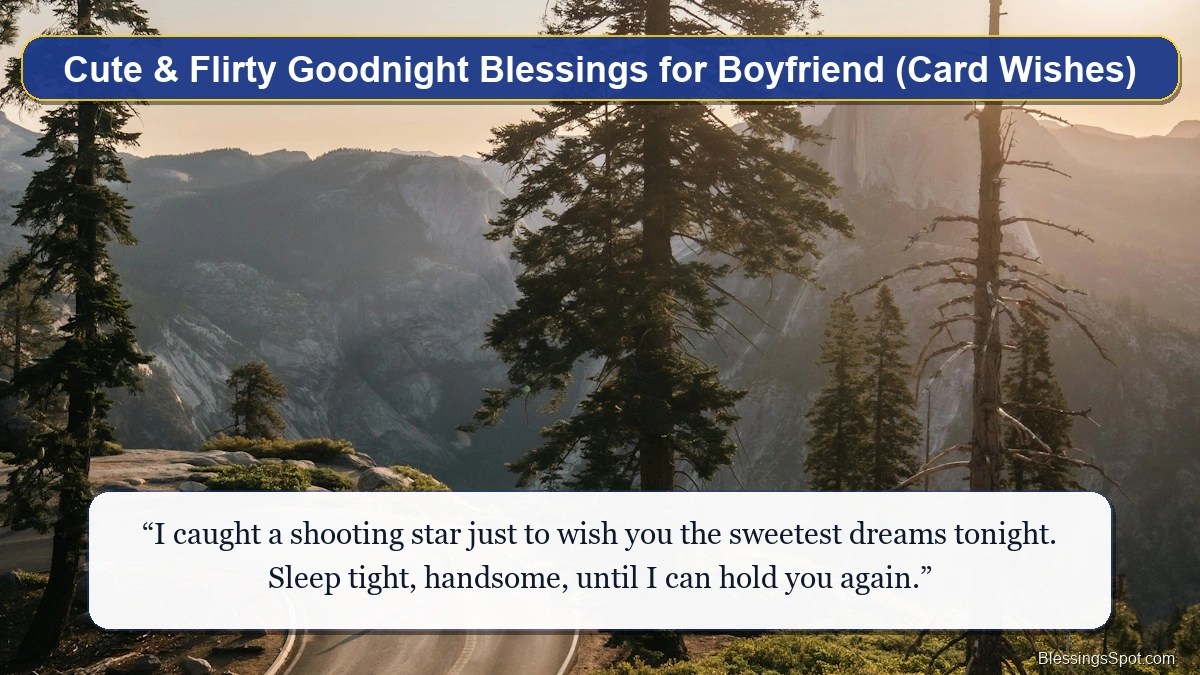 Cute and flirty goodnight blessings for boyfriend with gentle evening ambiance.