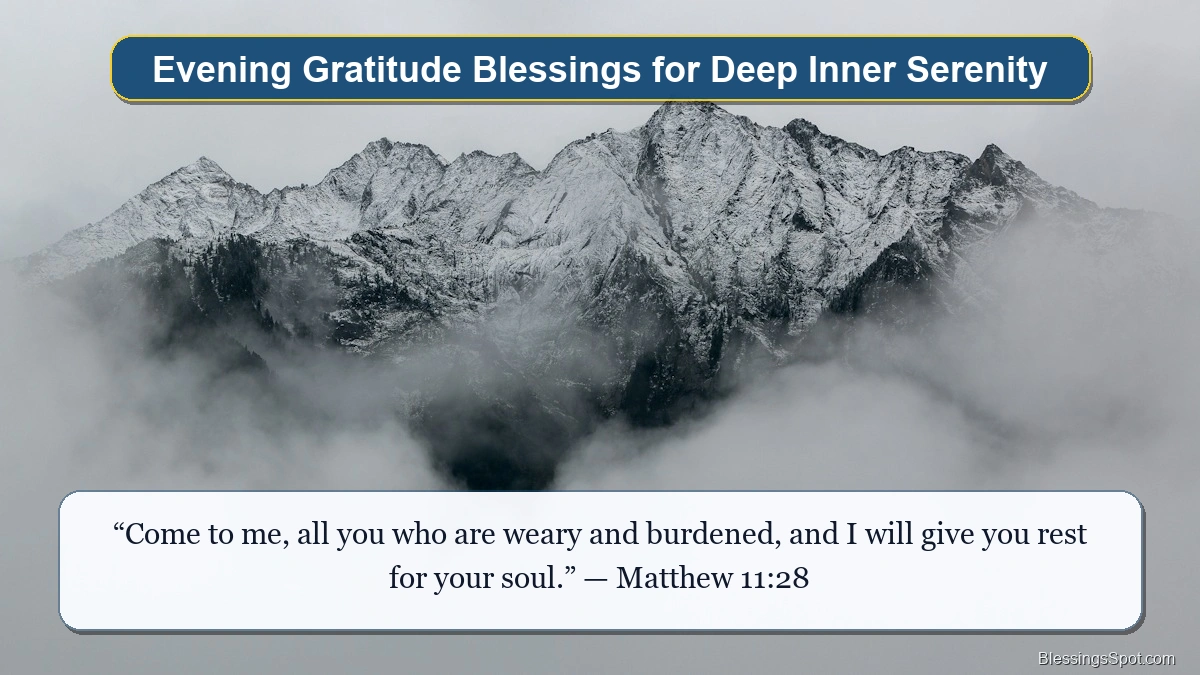 Evening gratitude blessings for inner serenity showing an expansive peaceful horizon bathed in soft golden warmth.