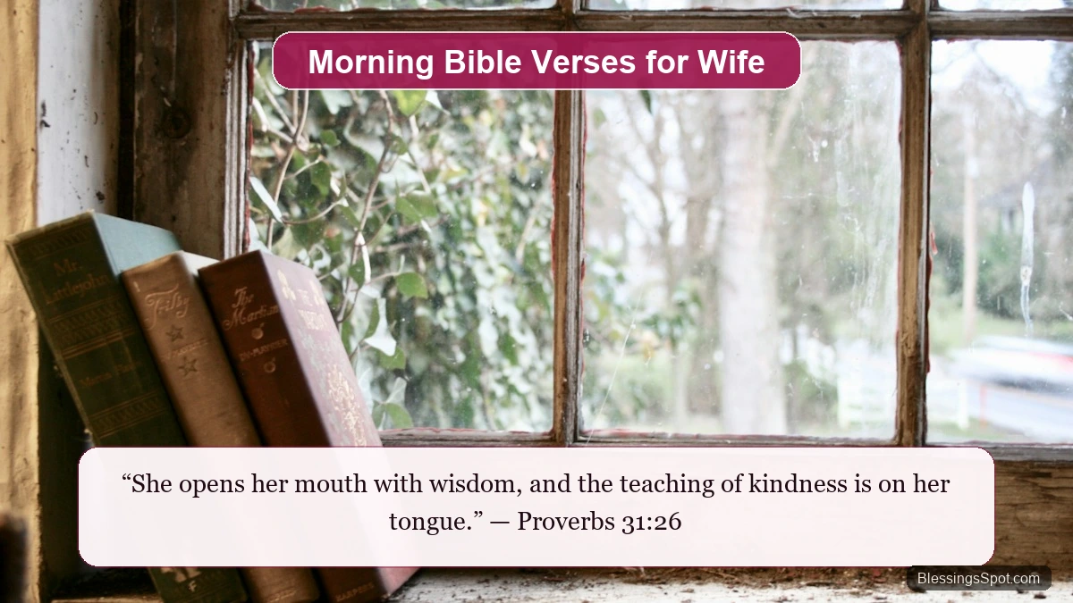Good morning Bible verses for wife showing an open Bible in gentle morning sunlight.