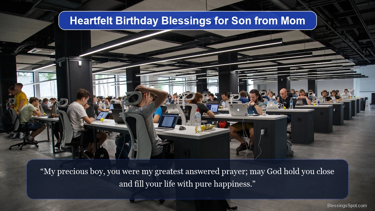 Heartfelt birthday blessings for son from mom showing a warm, loving home interior bathed in soft morning light.