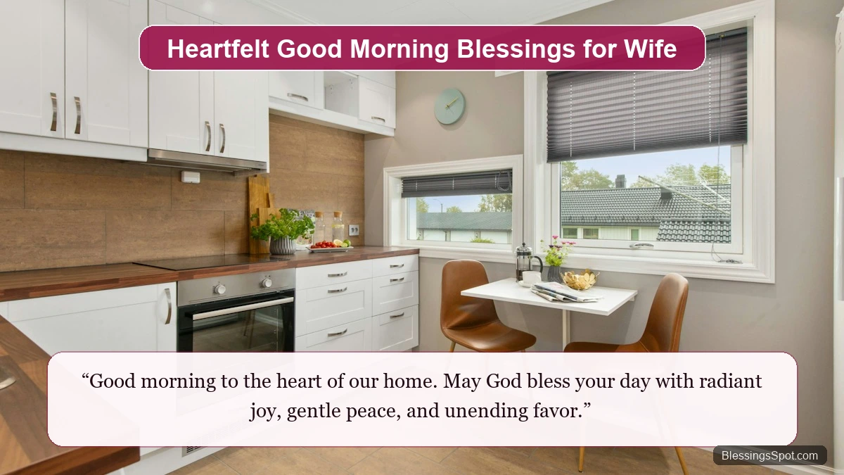 Good morning blessings for wife showing warm sunrise coffee and delicate morning flowers.
