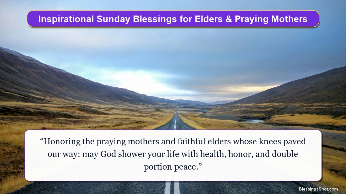 Inspirational Sunday blessings for elders and church mothers showing a golden sunlit pathway of grace.