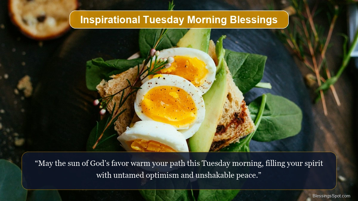 Inspirational Tuesday morning blessings showing morning light shining across a serene vista.