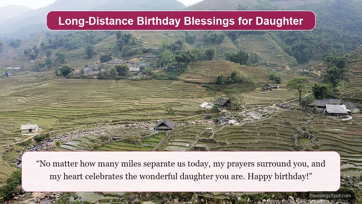 Long distance birthday blessings for daughter showing an open horizon and serene sunset road.