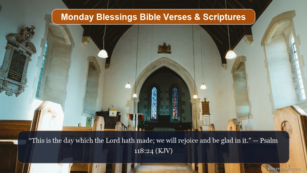 Monday blessings Bible verses showing an open holy book surrounded by serene golden light.