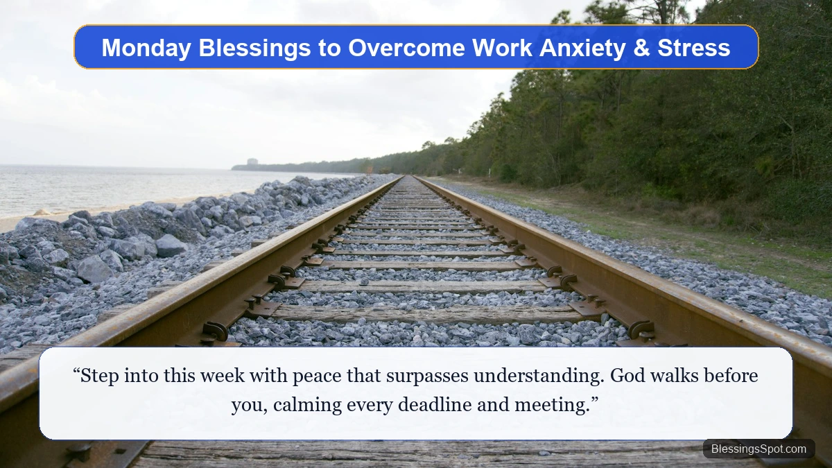 Monday blessings to overcome workplace anxiety showing a calming coffee mug and organized weekly calendar.
