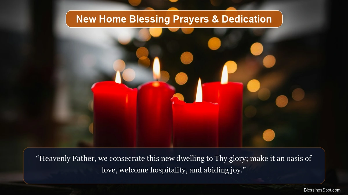 New home blessing prayers and housewarming dedication showing warm welcoming lantern light in a cozy residence.