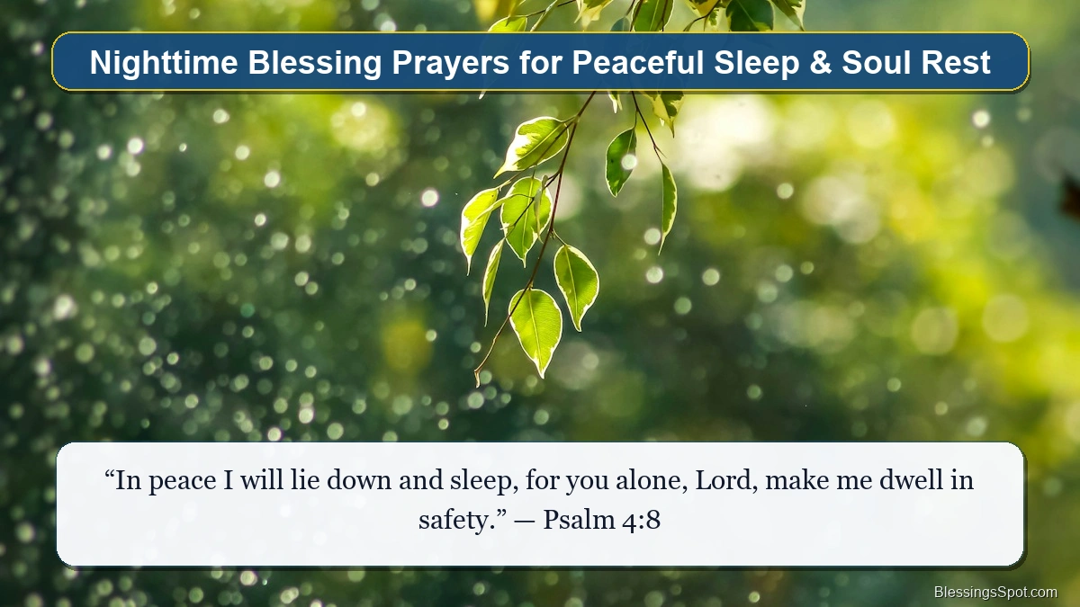 Nighttime blessing prayers for peaceful sleep showing serene white flowers resting in warm peaceful light.