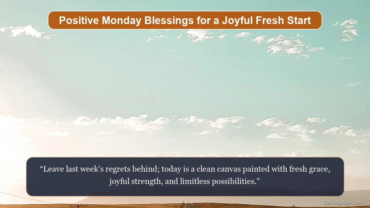 Positive Monday blessings showing an open highway leading toward bright morning horizons.