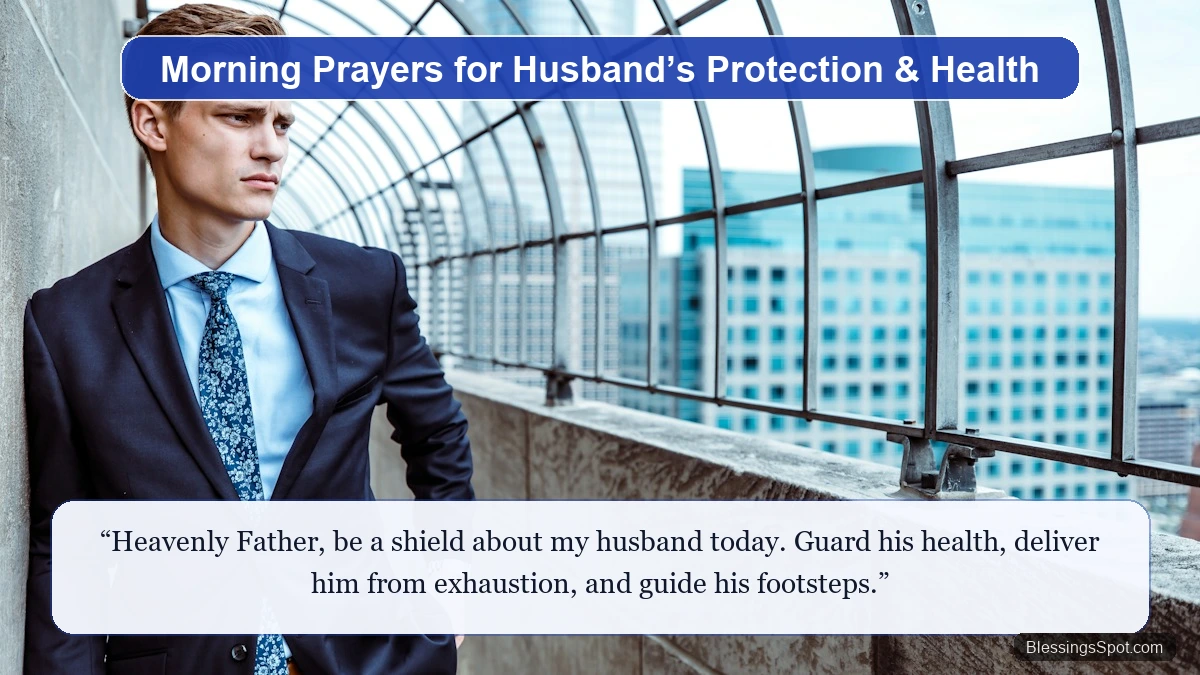 Powerful morning prayers for husband protection showing an open sunrise highway and safe journey.