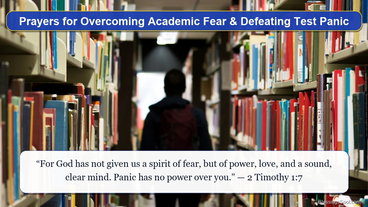 Prayers for overcoming academic fear and test panic showing students walking peacefully across a green college campus.