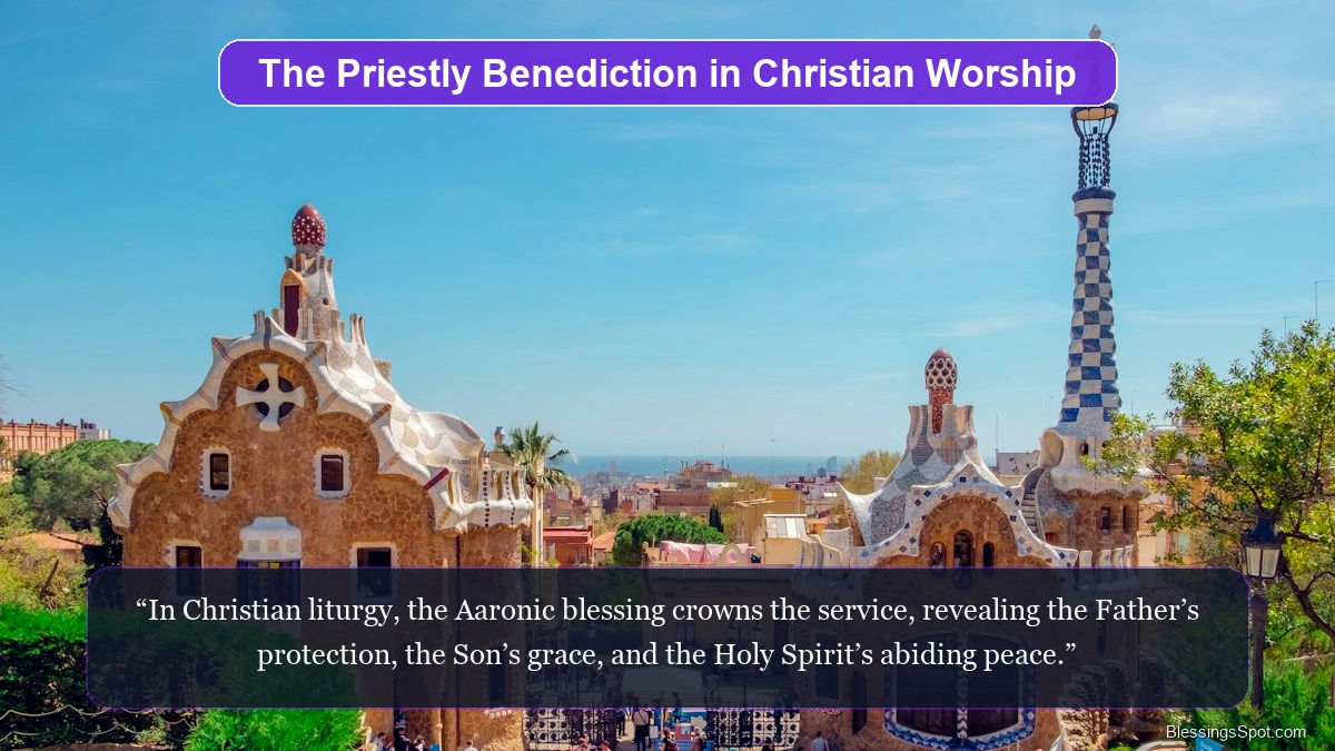 The Priestly Blessing in Christian church worship showing grand cathedral sanctuary light.