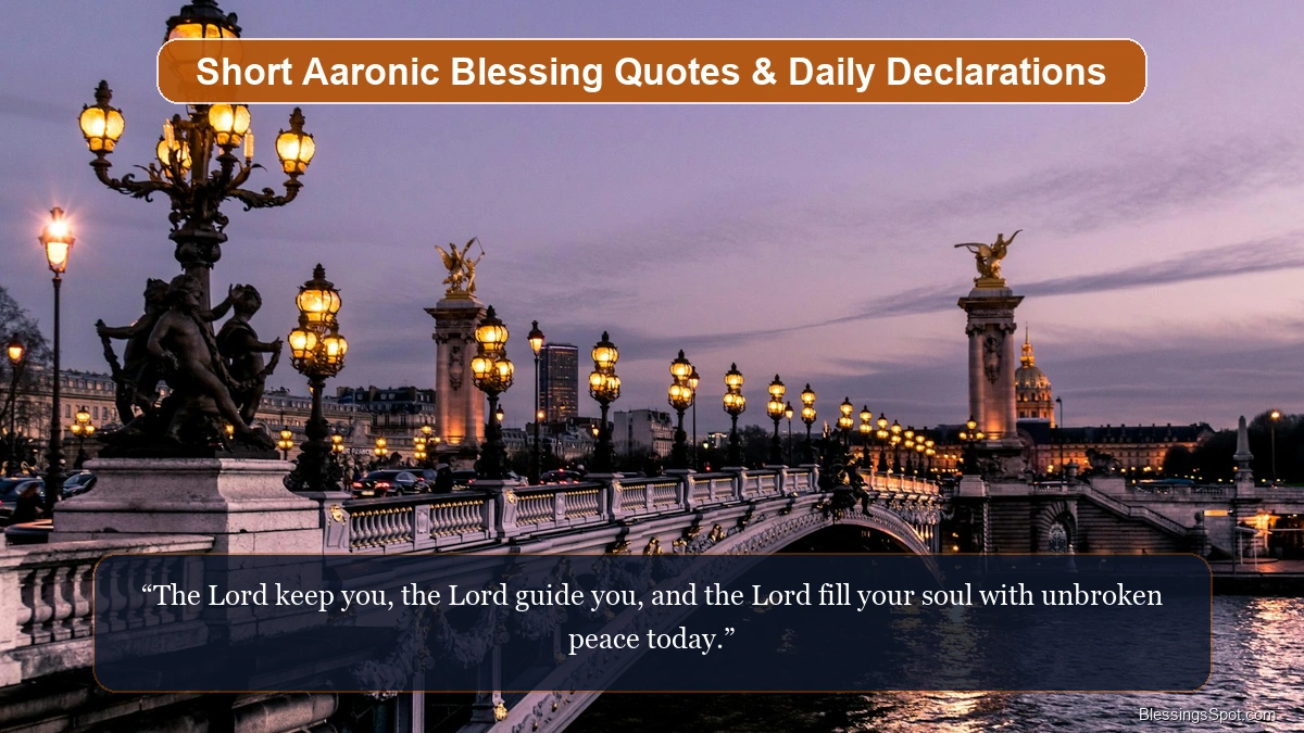 Short Aaronic blessing quotes and daily declarations showing a quiet, tranquil church sanctuary filled with peaceful light.