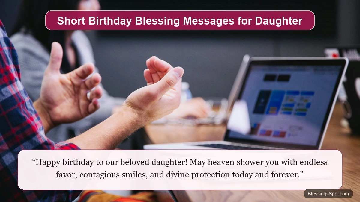 Short birthday blessing messages for daughter featuring modern minimalist greeting cards and pastel ribbons.
