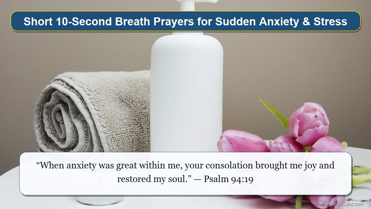 Short breath prayers for anxiety relief showing calming stones and gentle glowing candlelight.