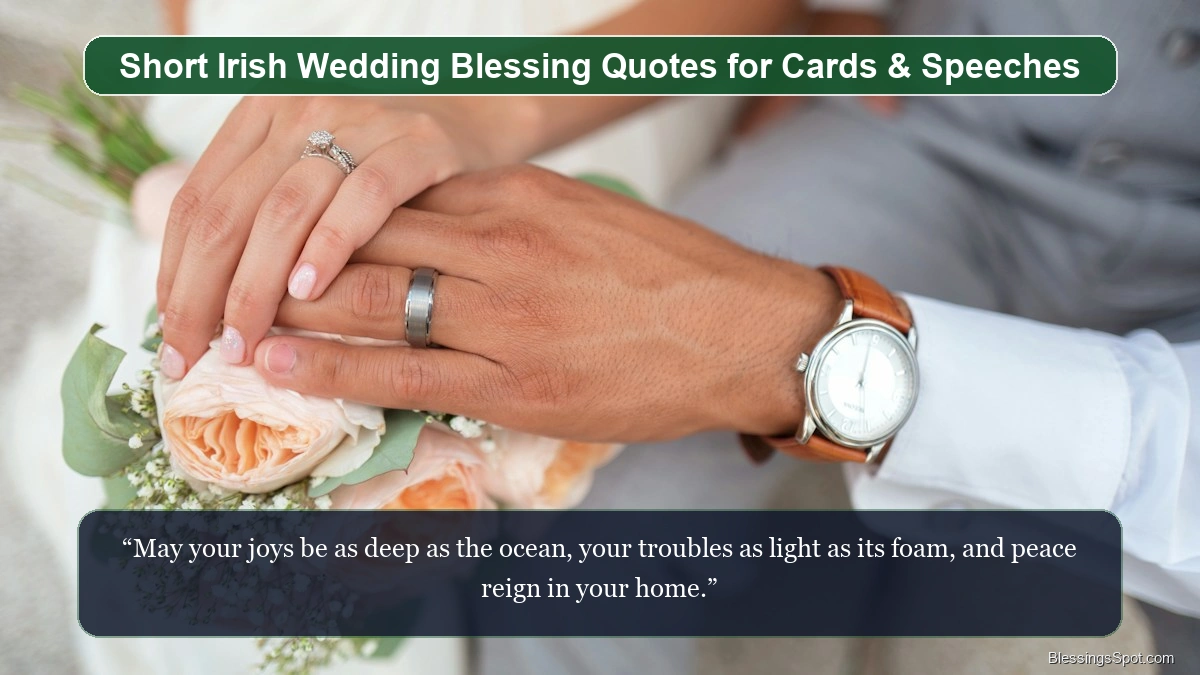 Short Irish wedding blessing quotes showing an elegant outdoor wedding ceremonial floral arch.