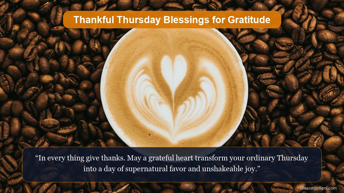 Thankful Thursday blessings image showing a warm cup with morning sunlight beams.