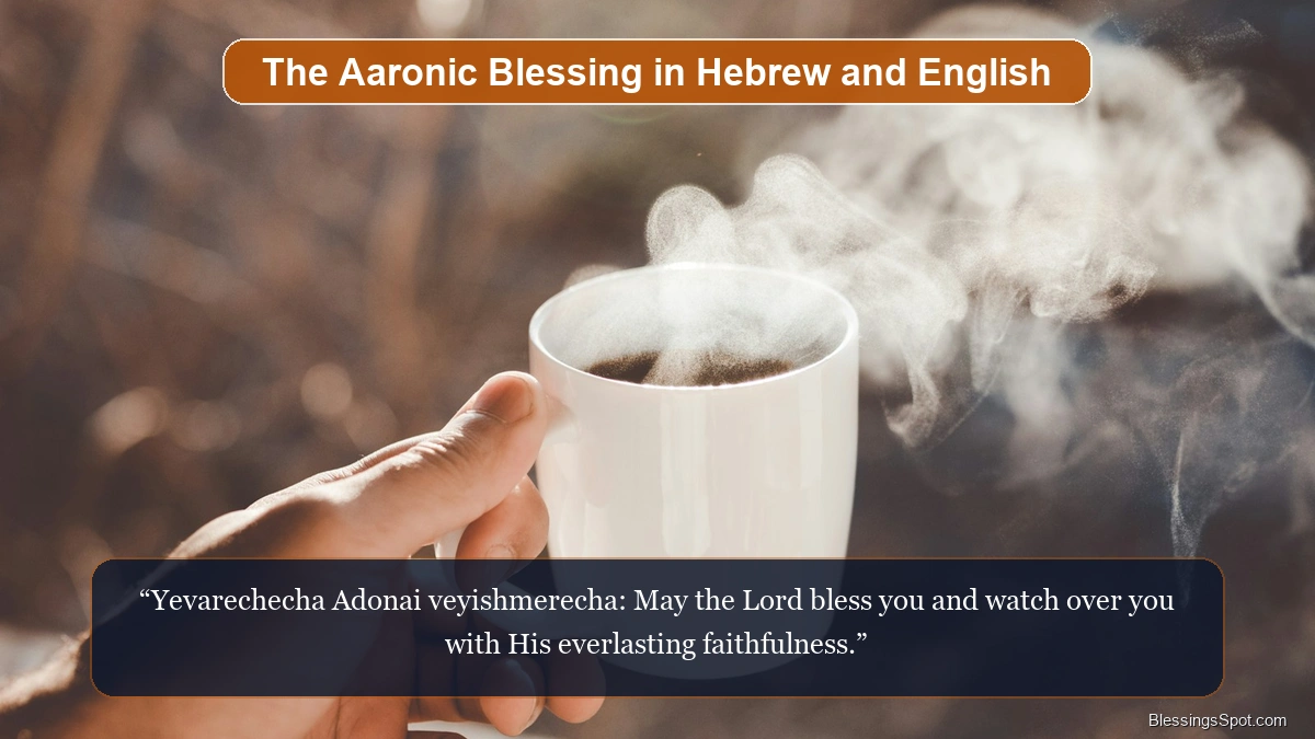 The Aaronic blessing in Hebrew and English showing warm ambient light glowing inside a sacred chapel.