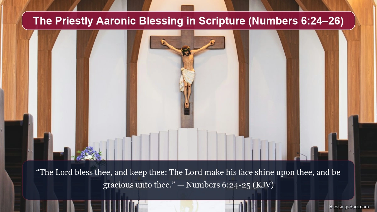 The priestly Aaronic blessing showing a cathedral altar bathed in radiant spiritual light.