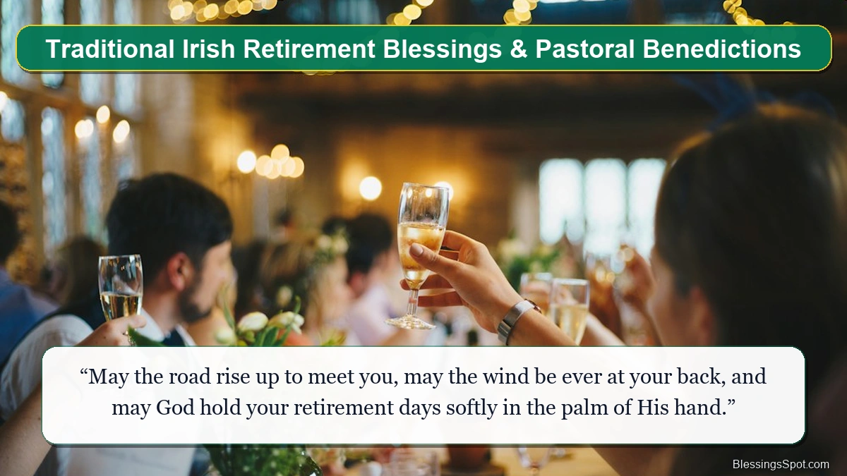 Traditional Irish retirement blessings showing friends toasting to a joyful new beginning.