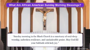 African American Sunday morning blessings showing a sunlit church sanctuary filled with sacred golden morning light.