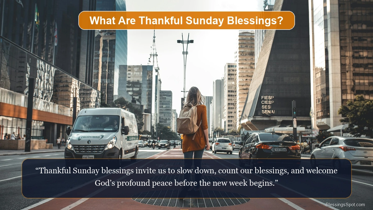 What are thankful Sunday blessings showing a golden sunrise glowing over a tranquil countryside hill.