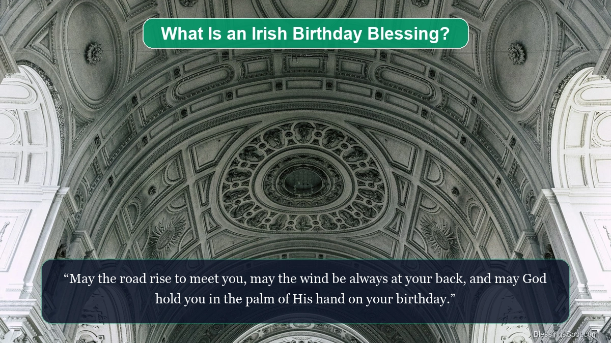 What is an Irish birthday blessing showing breathtaking emerald green hills and tranquil countryside in Ireland.