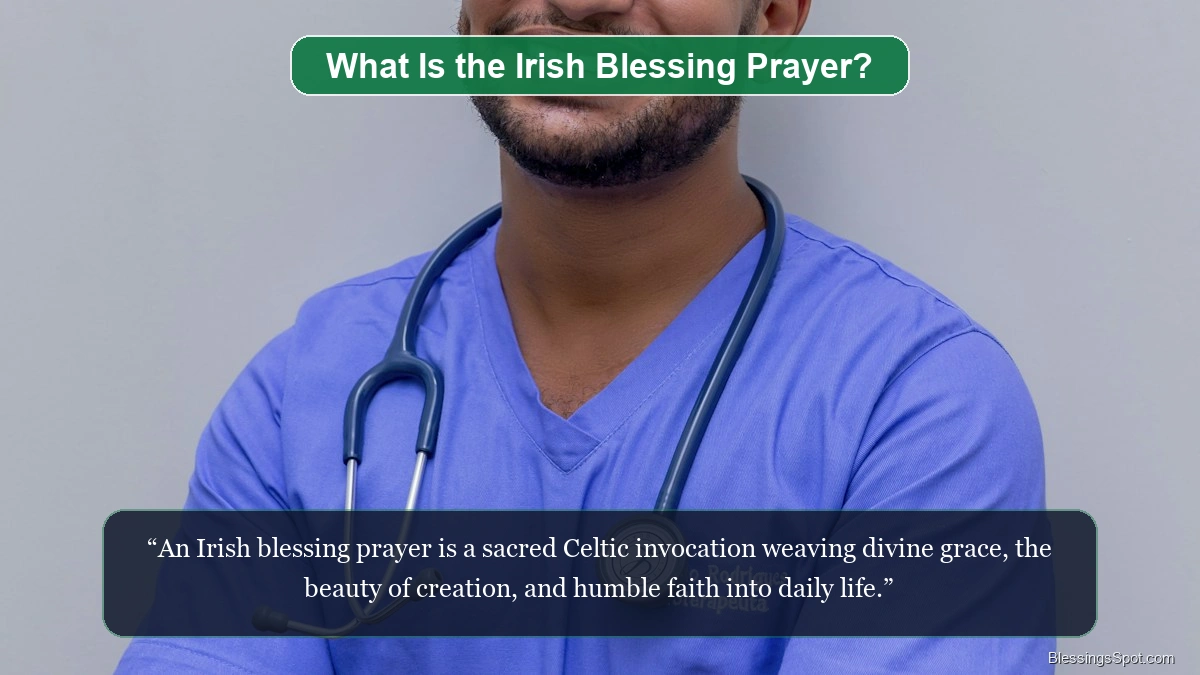 What is the Irish blessing prayer showing an ancient Celtic landscape bathed in serene morning light.