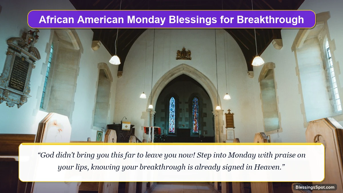 African American Monday blessings for breakthrough showing radiant sunbeams breaking through forest canopy.