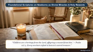 Bible verses about babies being a blessing showing an open Holy Bible with wooden cross beside a warm glowing candle on a sunlit nursery table.