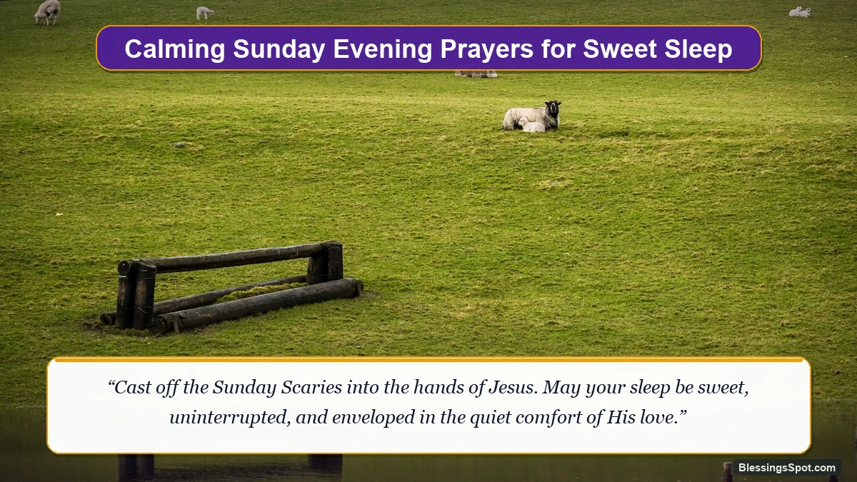 Calming Sunday evening blessings images for restful sleep showing quiet lake waters reflecting evening peace.
