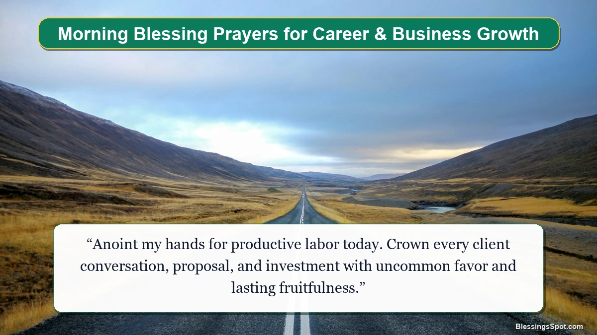 Morning blessing prayers for career and business growth showing a sunlit golden pathway toward success.