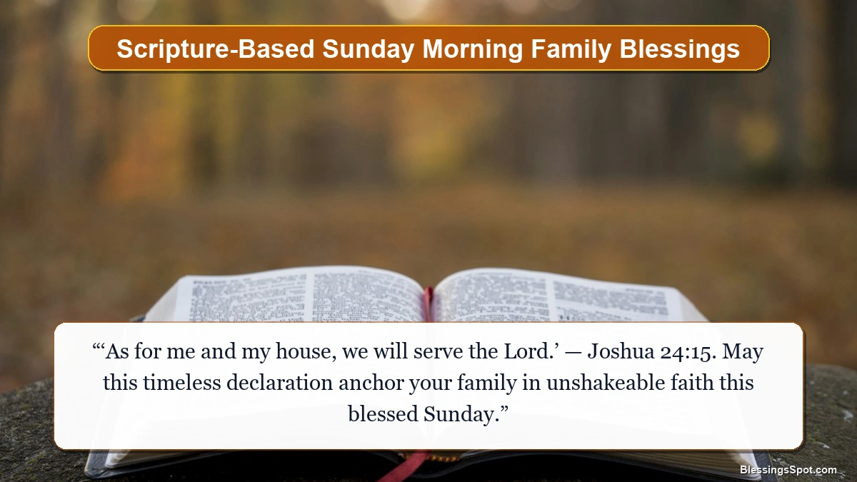 Scripture-based Sunday morning family blessings showing an open Holy Bible on a wooden table with warm candlelight.