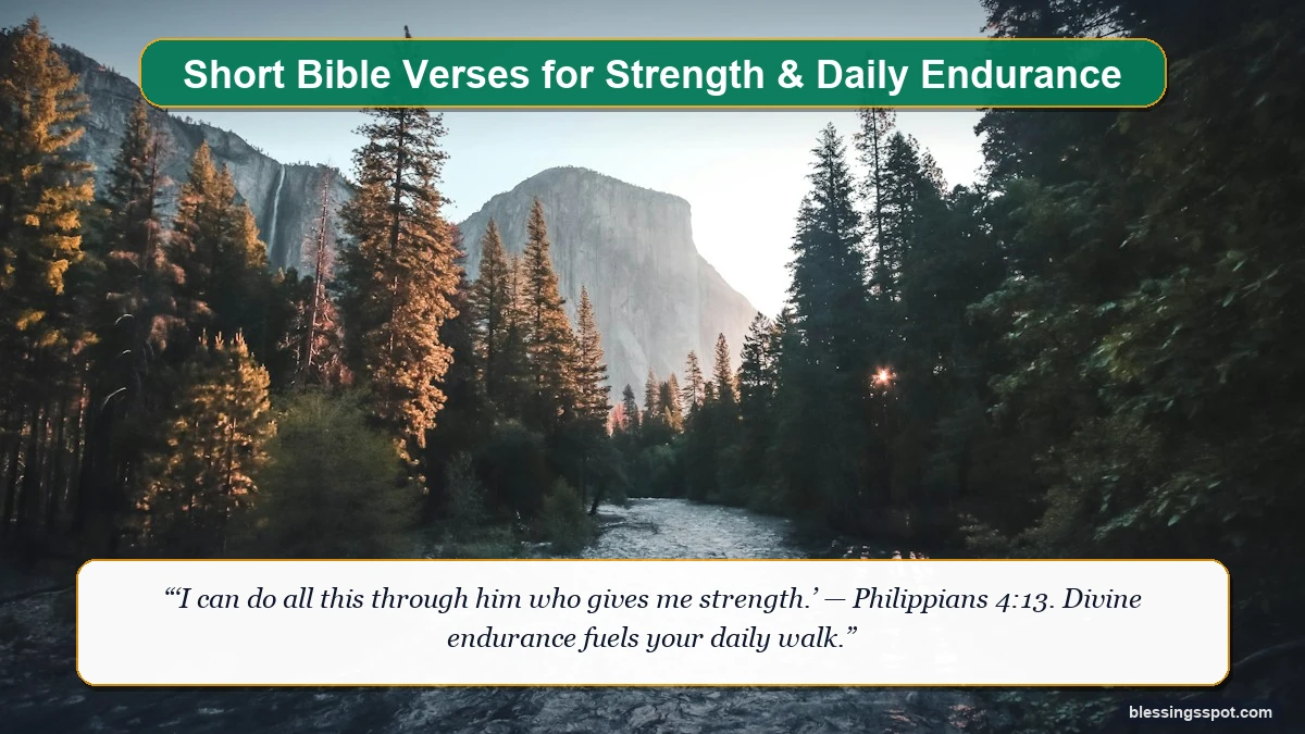 Short bible verses for strength and daily endurance showing golden sunrise breaking across high mountain ridges.