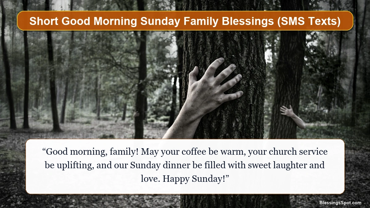 Short good morning Sunday family blessings showing golden dawn morning sunrise breaking through the horizon.