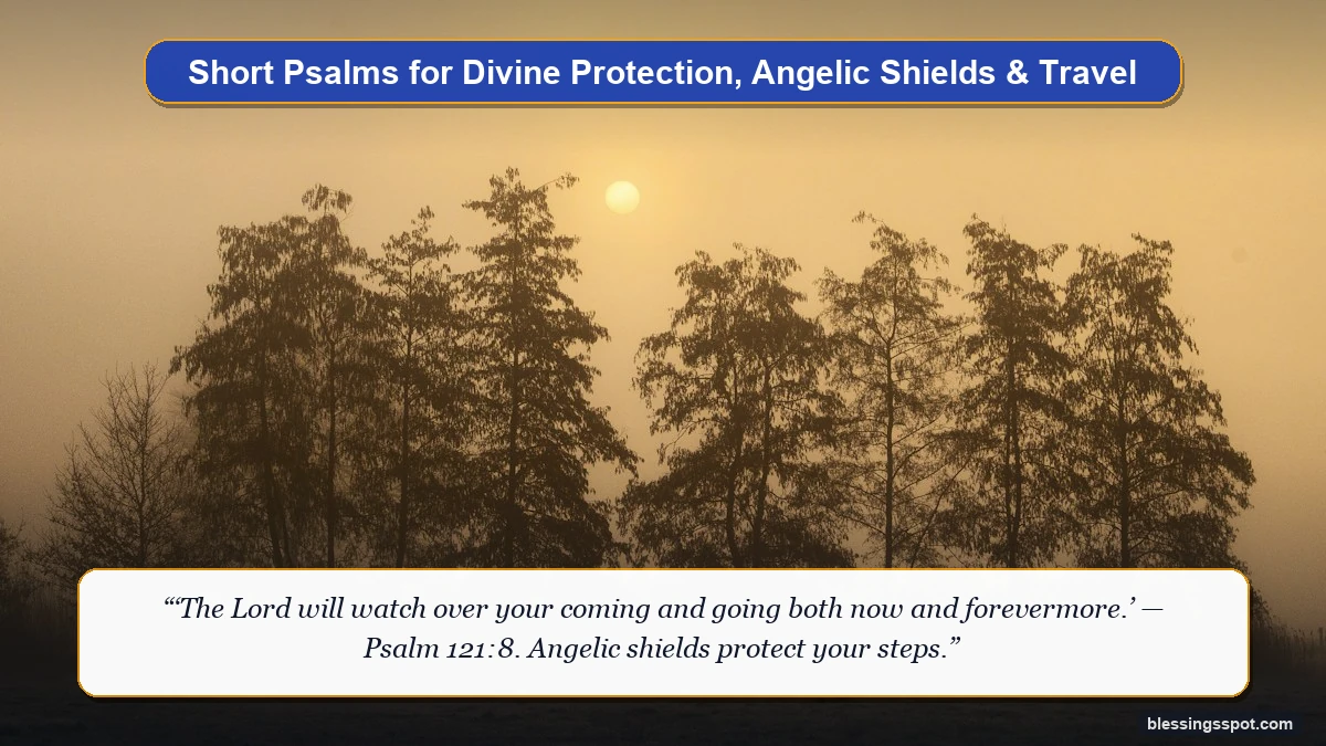 Short psalms for divine protection showing majestic mountain sanctuary under expansive golden heavens.