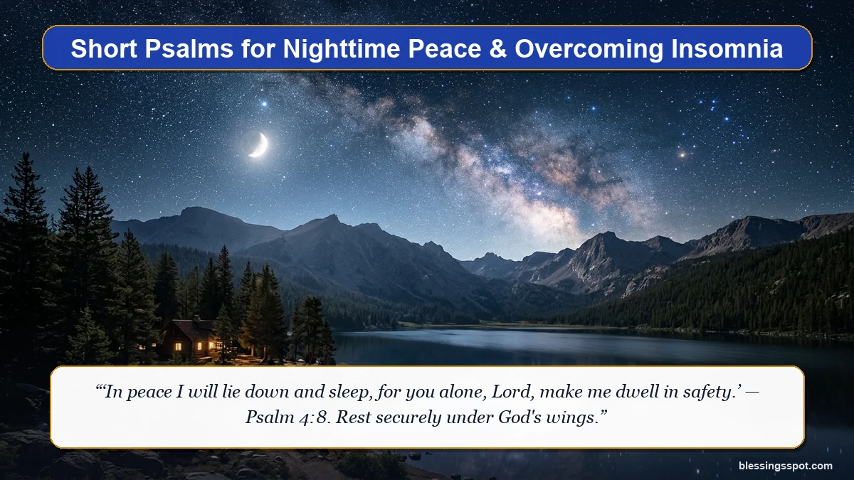 Short psalms for nighttime peace and restful sleep showing tranquil starry night sky over peaceful silhouetted landscape.