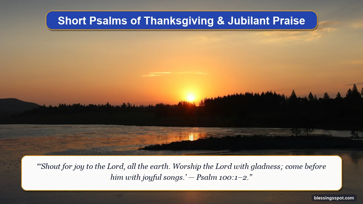 Short psalms of thanksgiving and praise showing golden sunlight flooding across a serene natural meadow.