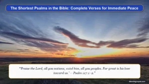 Shortest psalms in the bible for immediate peace showing radiant golden sunrise breaking through peaceful morning trees.