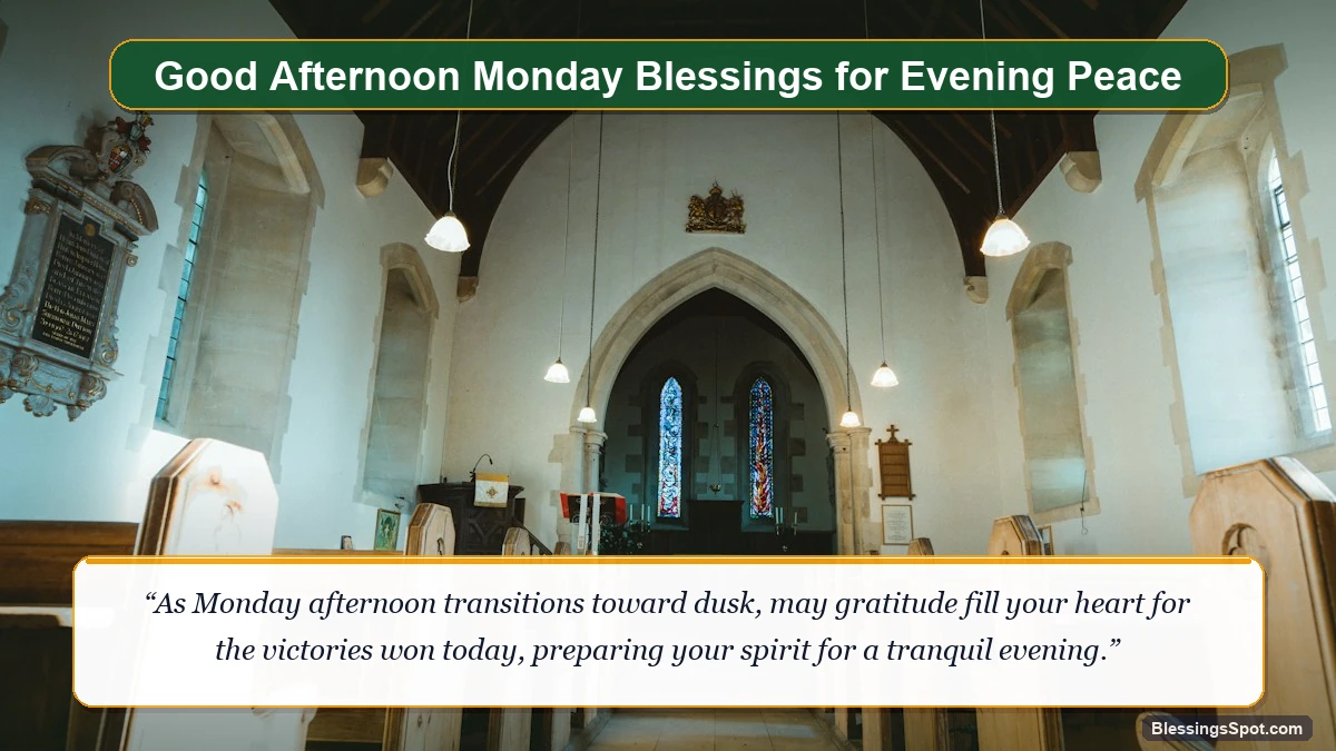 Thankful good afternoon Monday blessings showing radiant sunbeams shining through trees in late afternoon.