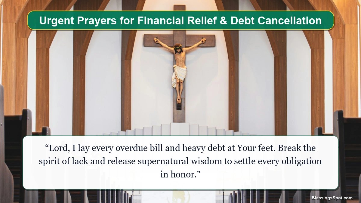 Urgent prayers for immediate financial relief showing a sacred prayer sanctuary bathed in divine golden light.