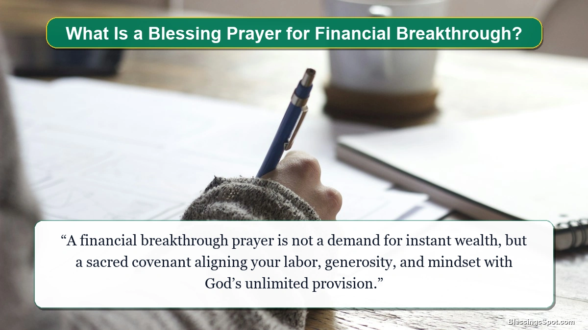 Blessing prayer for financial breakthrough and abundance showing an organized study desk in warm morning light.